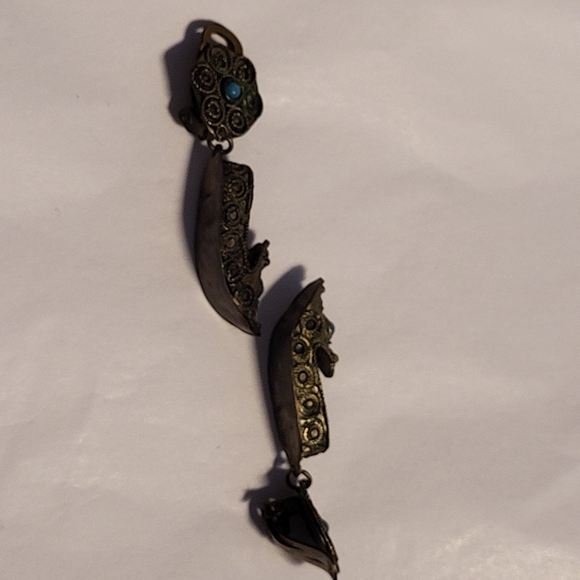 Vintage silver tone Persian Slipper clip on Earrings PRICE REDUCED!! - Picture 9 of 9